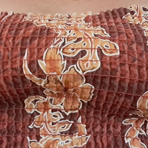 Orange and white waffle crop top with straps tied in loops Small SANS SOUCI - Picture 4 of 7